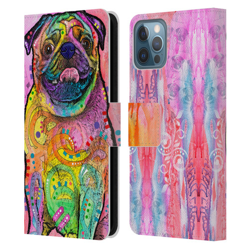 Dean Russo Dogs 3 Pug Leather Book Wallet Case Cover For Apple iPhone 12 / iPhone 12 Pro