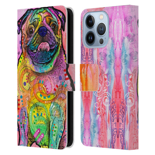 Dean Russo Dogs 3 Pug Leather Book Wallet Case Cover For Apple iPhone 13 Pro