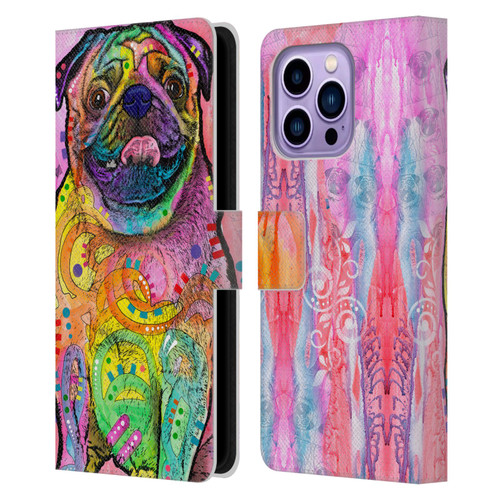 Dean Russo Dogs 3 Pug Leather Book Wallet Case Cover For Apple iPhone 14 Pro Max