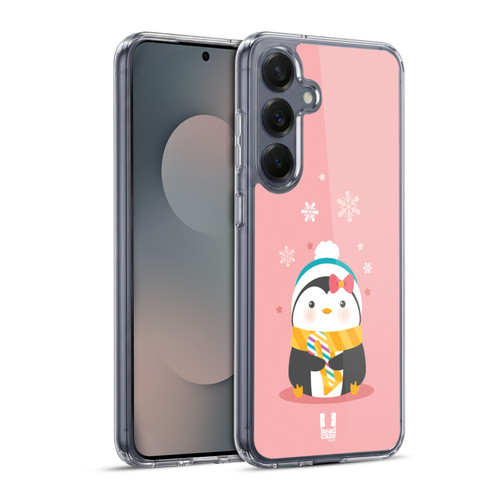 Head Case Designs Kawaii Christmas Penguin Pink Soft Gel Case for Samsung Galaxy S25+ & MagSafe