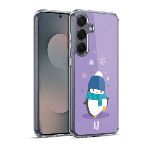 Head Case Designs Kawaii Christmas Penguin Purple Soft Gel Case for Samsung Galaxy S25+ & MagSafe