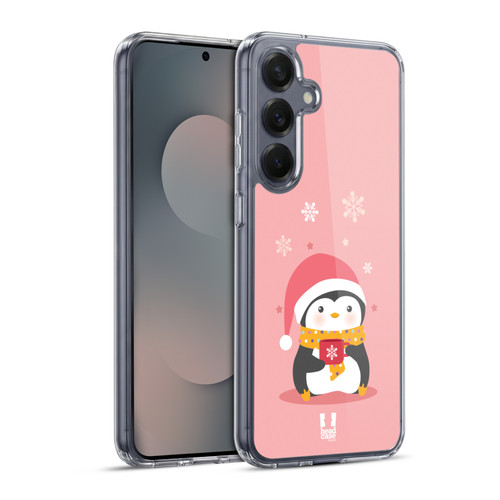 Head Case Designs Kawaii Christmas Penguin Snowflake Mug Soft Gel Case for Samsung Galaxy S25+ & MagSafe