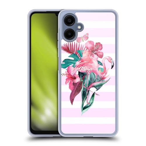 LebensArt Birds And Floral Flamingo Summer Vibe Pink Soft Gel Case for Samsung Galaxy A06 4G / 5G