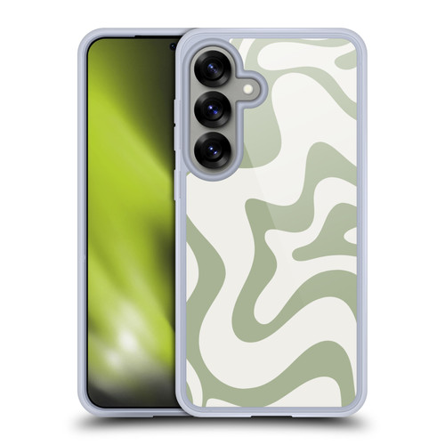 Kierkegaard Design Studio Art Retro Liquid Swirl Sage Green Soft Gel Case for Samsung Galaxy S25 & MagSafe