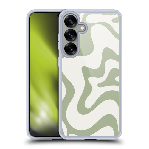 Kierkegaard Design Studio Art Retro Liquid Swirl Sage Green Soft Gel Case for Samsung Galaxy S25+ & MagSafe