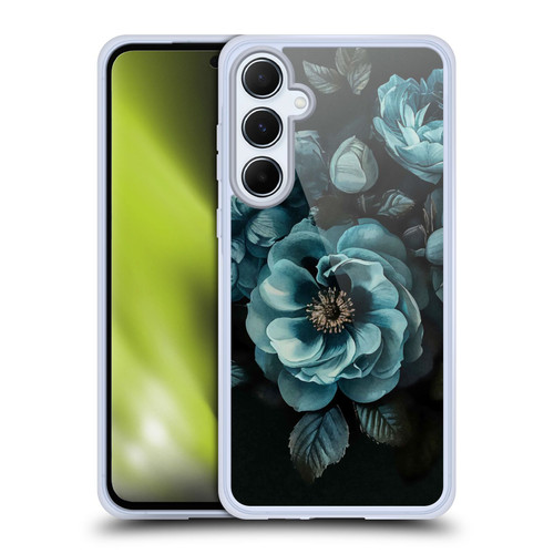 LebensArt Birds And Floral Watercolor Blooms Teal Soft Gel Case for Samsung Galaxy A55 5G