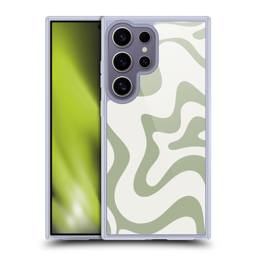 Kierkegaard Design Studio Art Retro Liquid Swirl Sage Green Soft Gel Case for Samsung Galaxy S25 Ultra & MagSafe