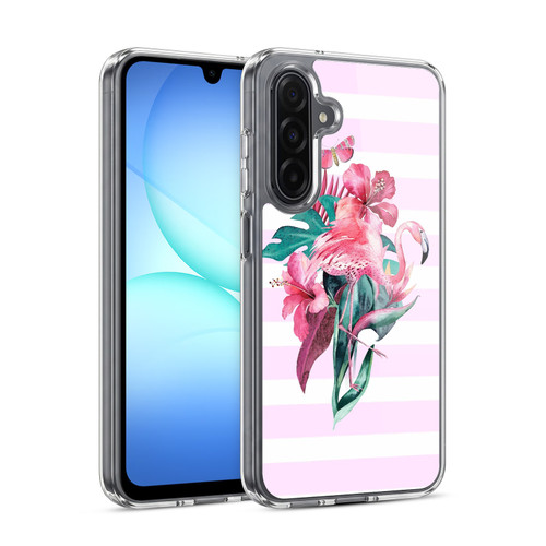 LebensArt Birds And Floral Flamingo Summer Vibe Pink Soft Gel Case for Samsung Galaxy A17 4G / 5G