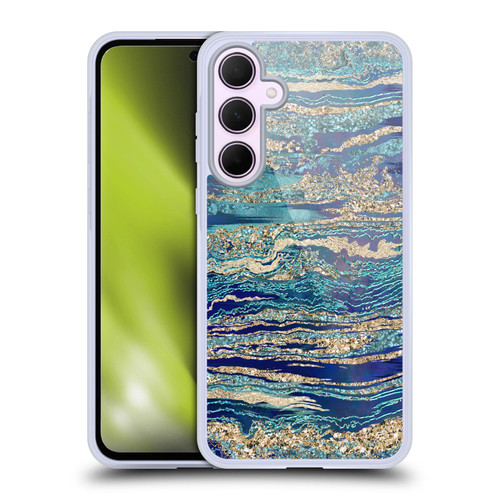 LebensArt Gemstone Marble Mineral Blue Gem Soft Gel Case for Samsung Galaxy A35 5G