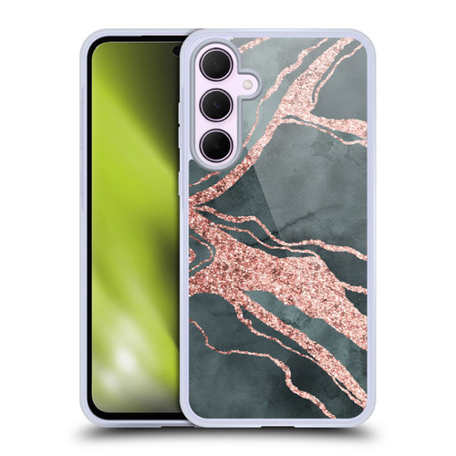 LebensArt Gemstone Marble Rose Gold Ripple Soft Gel Case for Samsung Galaxy A35 5G