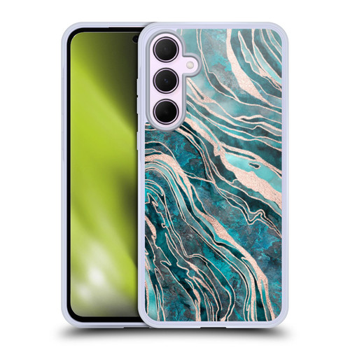 LebensArt Gemstone Marble Teal And Rosegold Soft Gel Case for Samsung Galaxy A35 5G