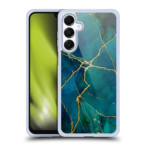LebensArt Mineral Marble Blue And Gold Soft Gel Case for Samsung Galaxy A16 5G & MagSafe