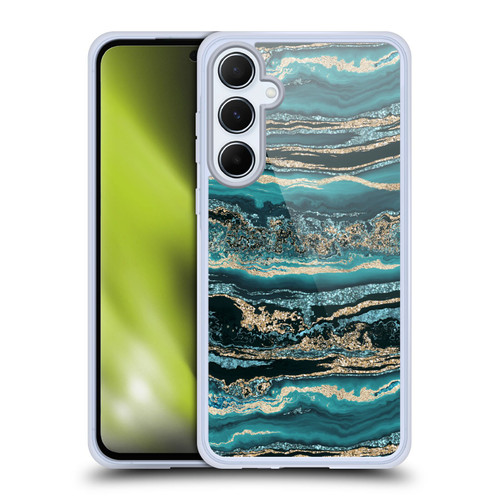 LebensArt Gemstone Marble Luxury Turquoise Soft Gel Case for Samsung Galaxy A55 5G