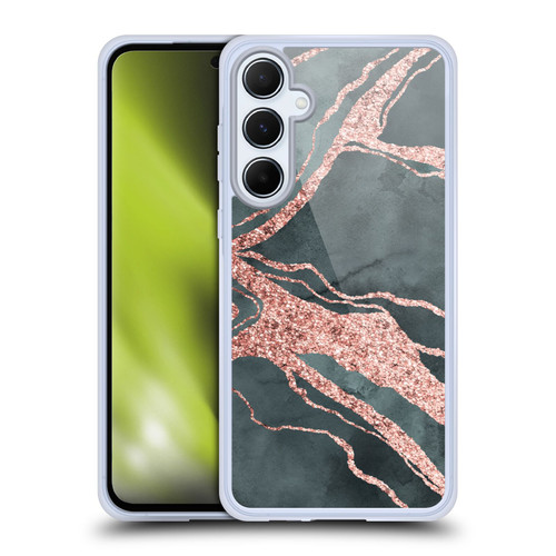 LebensArt Gemstone Marble Rose Gold Ripple Soft Gel Case for Samsung Galaxy A55 5G