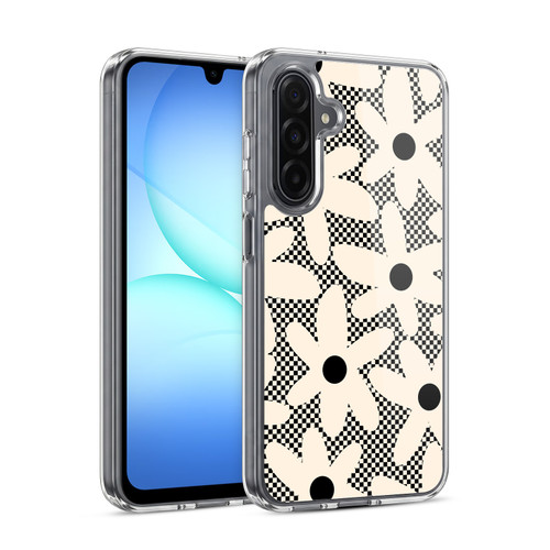 Kierkegaard Design Studio Retro Abstract Patterns Daisy Black Cream Dots Check Soft Gel Case for Samsung Galaxy A17 4G / 5G