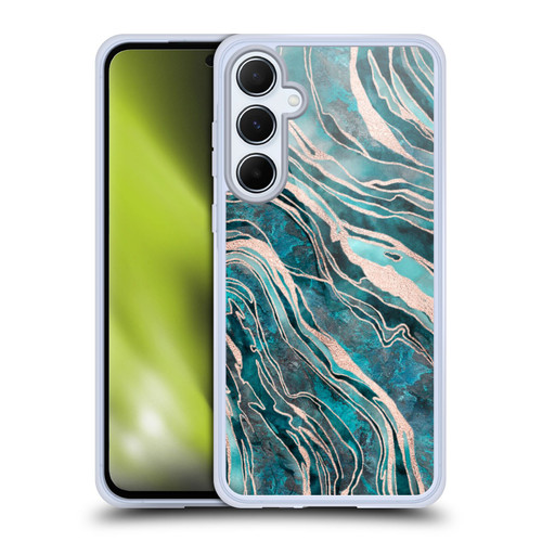 LebensArt Gemstone Marble Teal And Rosegold Soft Gel Case for Samsung Galaxy A55 5G