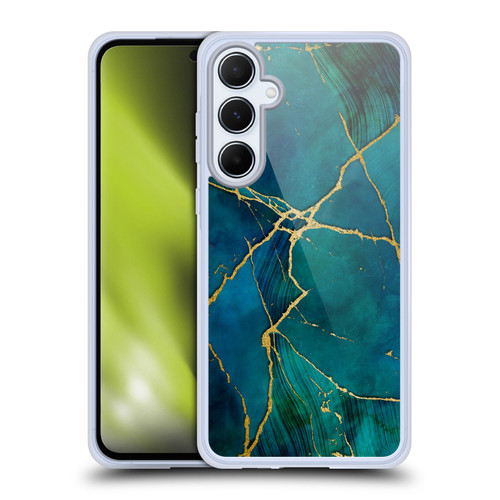 LebensArt Mineral Marble Blue And Gold Soft Gel Case for Samsung Galaxy A55 5G