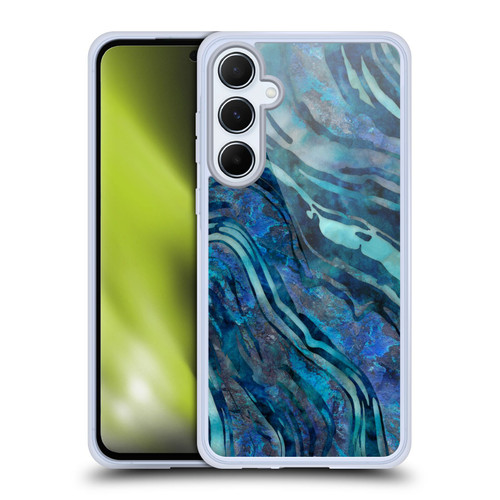 LebensArt Geo Liquid Marble Blue Tea Soft Gel Case for Samsung Galaxy A55 5G