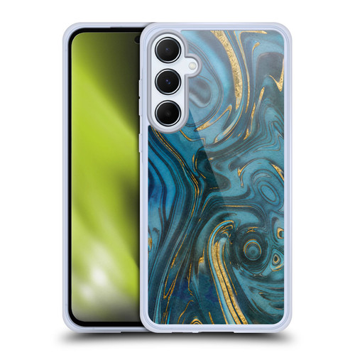 LebensArt Geo Liquid Marble Cerulean Dreams Soft Gel Case for Samsung Galaxy A55 5G