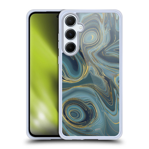 LebensArt Geo Liquid Marble Cool Tone Geode Soft Gel Case for Samsung Galaxy A55 5G