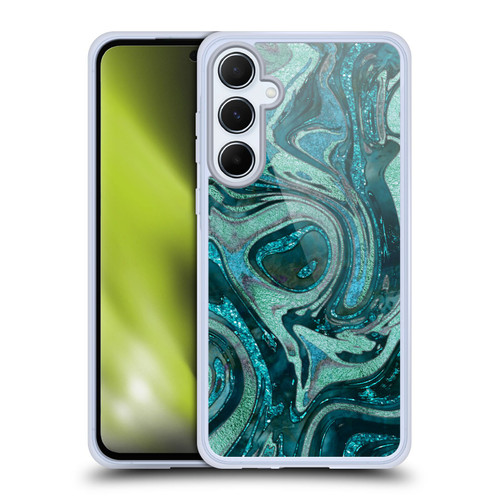 LebensArt Geo Liquid Marble Midnight Green Soft Gel Case for Samsung Galaxy A55 5G