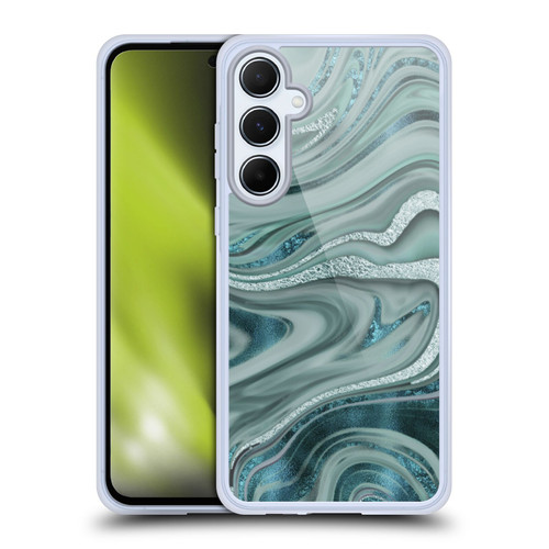 LebensArt Geo Liquid Marble Sea Foam Green Soft Gel Case for Samsung Galaxy A55 5G