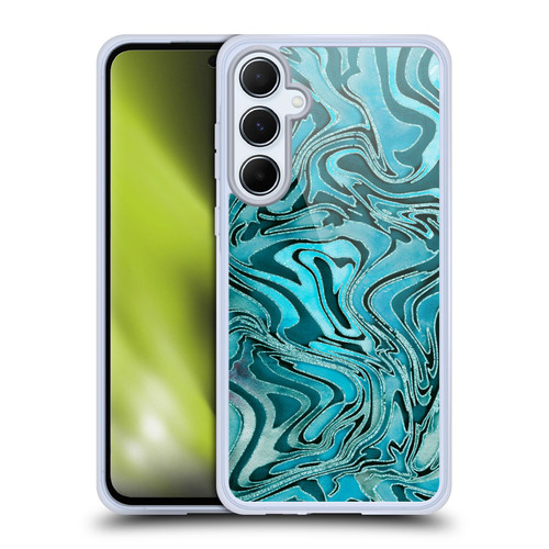 LebensArt Geo Liquid Marble Turquoise Soft Gel Case for Samsung Galaxy A55 5G