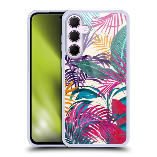 LebensArt Jungle Plants And Animals Palm Leaves Cream Soft Gel Case for Samsung Galaxy A35 5G