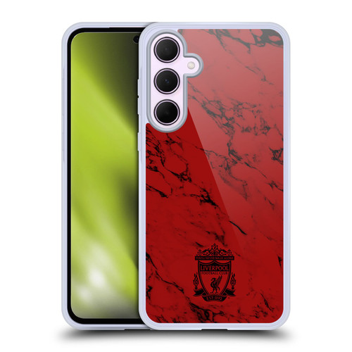Liverpool Football Club Crest & Liverbird Patterns 1 Red Marble Soft Gel Case for Samsung Galaxy A35 5G