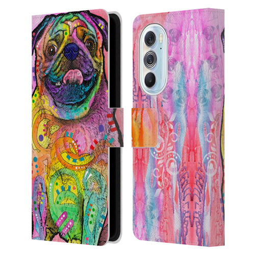 Dean Russo Dogs 3 Pug Leather Book Wallet Case Cover For Motorola Edge X30