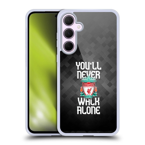Liverpool Football Club Crest You'Ll Never Walk Alone Grey Pixel Plain Soft Gel Case for Samsung Galaxy A35 5G