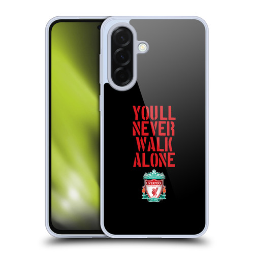 Liverpool Football Club Crest You'Ll Never Walk Alone Stencil Black Soft Gel Case for Samsung Galaxy A36 5G