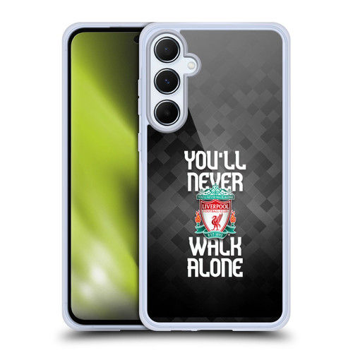 Liverpool Football Club Crest You'Ll Never Walk Alone Grey Pixel Plain Soft Gel Case for Samsung Galaxy A55 5G
