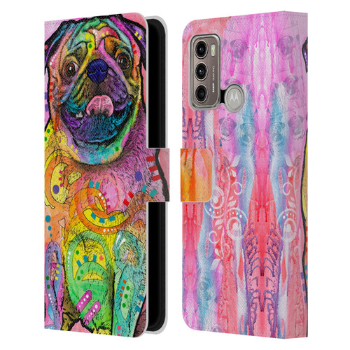 Dean Russo Dogs 3 Pug Leather Book Wallet Case Cover For Motorola Moto G60 / Moto G40 Fusion