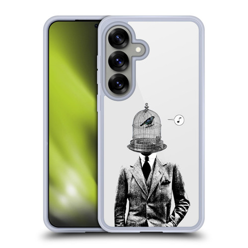 LouiJoverArt Black And White Plumage Soft Gel Case for Samsung Galaxy S25 & MagSafe