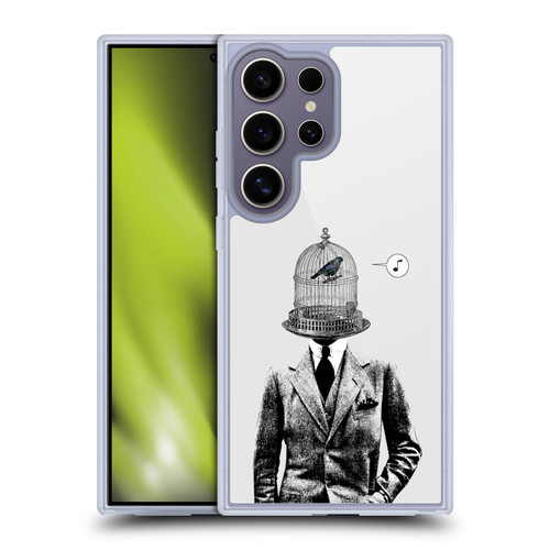 LouiJoverArt Black And White Plumage Soft Gel Case for Samsung Galaxy S25 Ultra & MagSafe