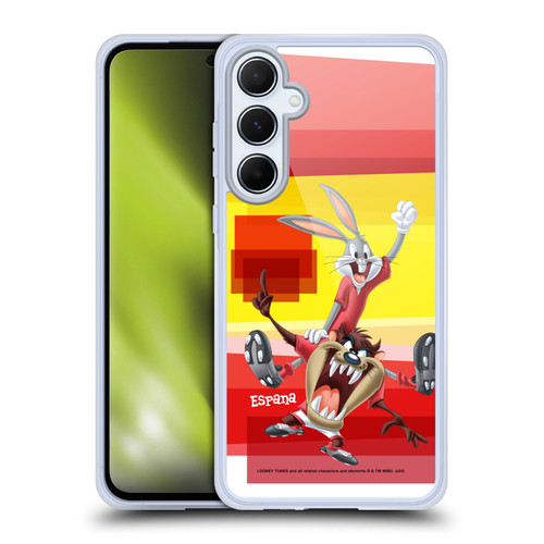 Looney Tunes Flag Graphics Spain Taz & Bugs Bunny Soft Gel Case for Samsung Galaxy A55 5G