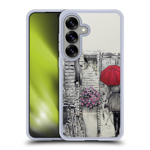 LouiJoverArt Red Ink Amsterdam Walk Soft Gel Case for Samsung Galaxy S25 & MagSafe
