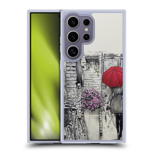LouiJoverArt Red Ink Amsterdam Walk Soft Gel Case for Samsung Galaxy S25 Ultra & MagSafe