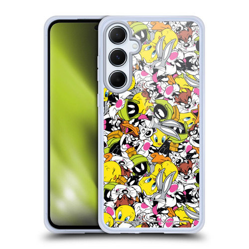Looney Tunes Patterns Group Soft Gel Case for Samsung Galaxy A55 5G