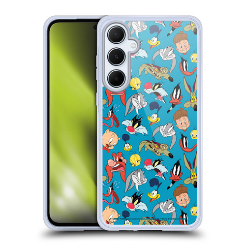 Looney Tunes Patterns Head Shots Soft Gel Case for Samsung Galaxy A55 5G