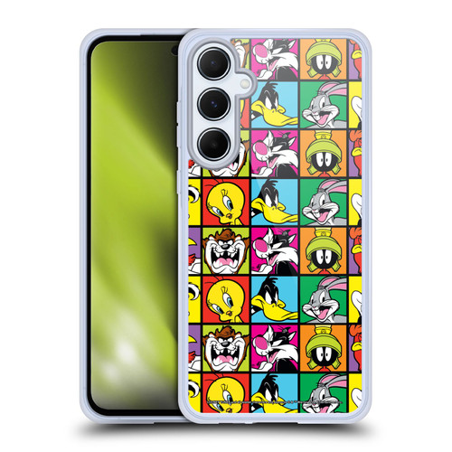 Looney Tunes Patterns Tiles Soft Gel Case for Samsung Galaxy A55 5G