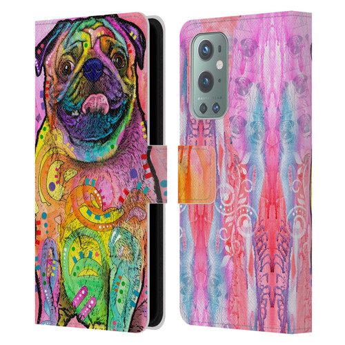 Dean Russo Dogs 3 Pug Leather Book Wallet Case Cover For OnePlus 9