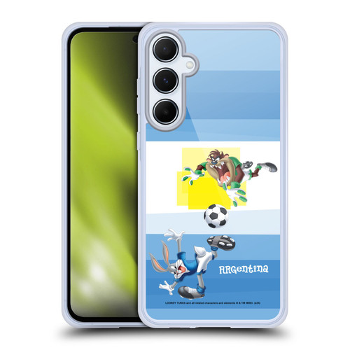 Looney Tunes Flag Graphics Argentina Taz & Bugs Bunny Soft Gel Case for Samsung Galaxy A55 5G