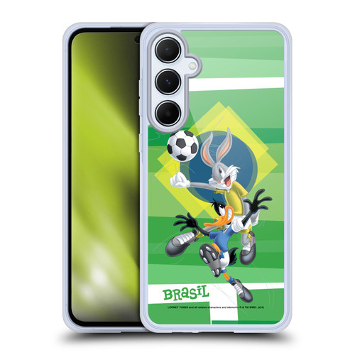 Looney Tunes Flag Graphics Brazil Bugs Bunny & Daffy Soft Gel Case for Samsung Galaxy A55 5G