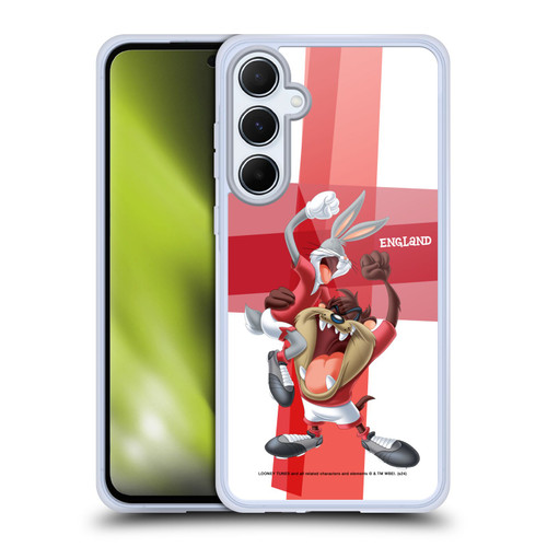 Looney Tunes Flag Graphics England Taz & Bugs Bunny Soft Gel Case for Samsung Galaxy A55 5G