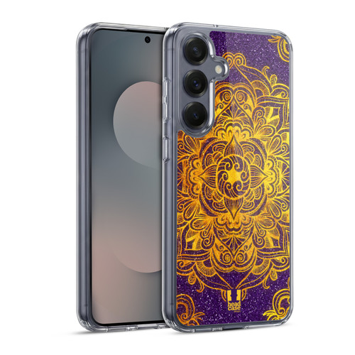 Head Case Designs Mandala Doodles Gold Soft Gel Case for Samsung Galaxy S25 & MagSafe
