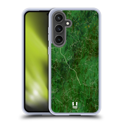 Head Case Designs Marble Prints Green Soft Gel Case for Samsung Galaxy S24 FE & MagSafe
