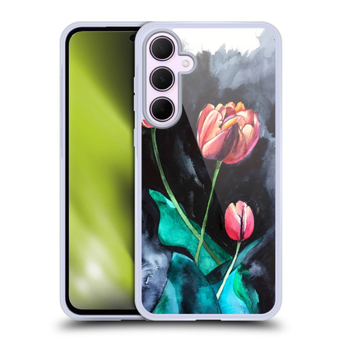 Mai Autumn Floral Blooms Tulips On Dark Soft Gel Case for Samsung Galaxy A35 5G