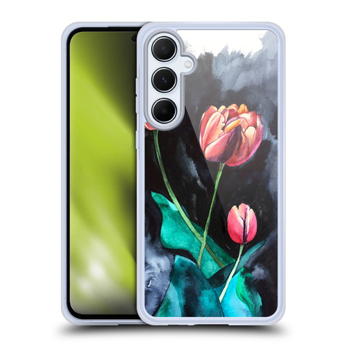 Mai Autumn Floral Blooms Tulips On Dark Soft Gel Case for Samsung Galaxy A55 5G